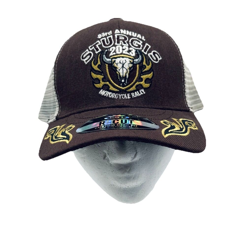 2023 Sturgis Motorcycle Rally Buffalo Skull & Flame Embroidered Hat Cap New